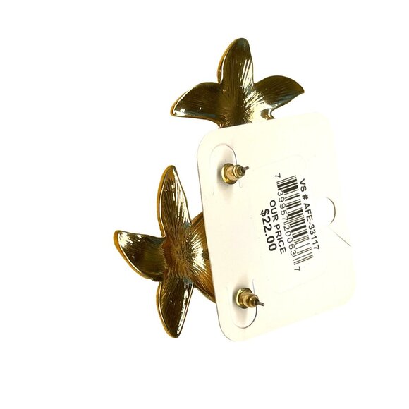 Charming Charlie Starfish Hypoallergenic Earrings Gold Tone With Rhinestones MSR - Picture 5 of 7